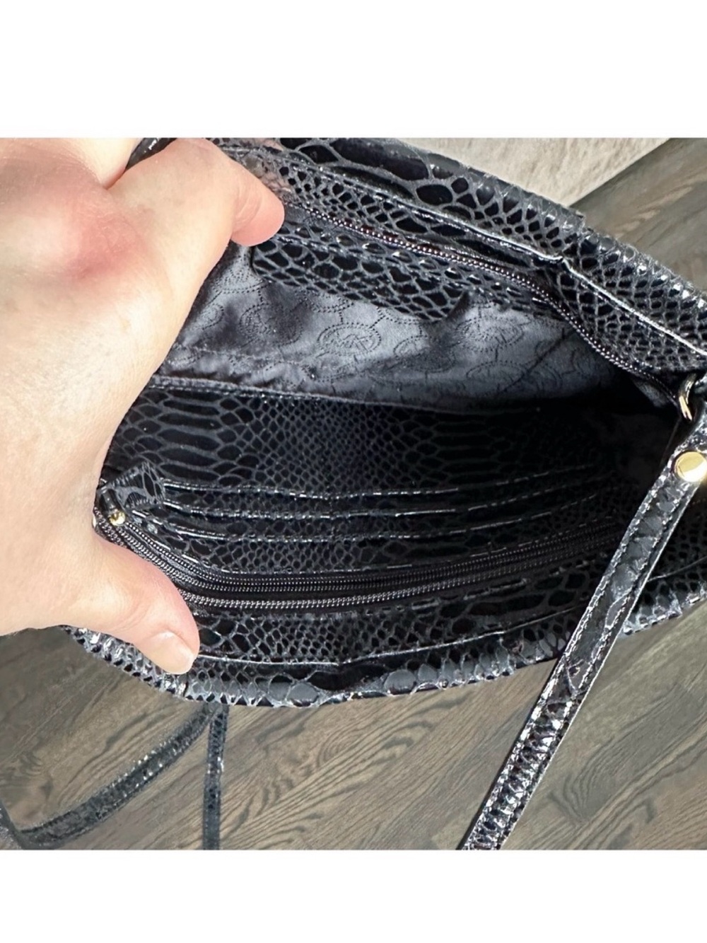 Michael Kors Black Python Embossed Crossbody - Picture 3 of 8